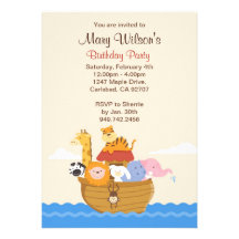 Noahs Ark Birthday Party Invitation