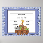 Noah's Ark Boy Birth Certificate posters