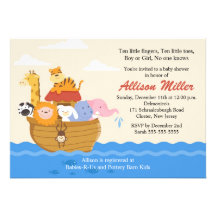 Noah's Ark Boy or Girl Baby Shower Personalized Invitations