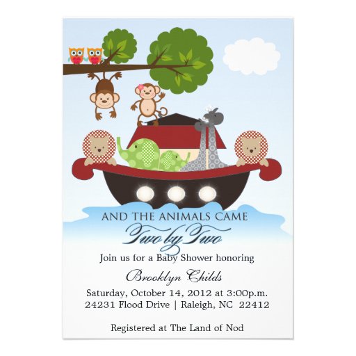 Noah39;s Ark Sets Sail Baby Shower Invitation 5quot; X 7quot; Invitation 