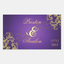 Noble Gold Scroll Gld Save The Date Purple Sticker
