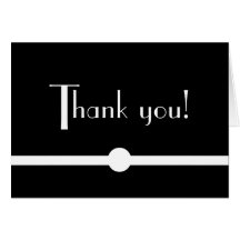 Noir Chic Black and White Art Deco Thank You Greeting Cards