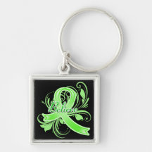 Non-Hodgkin’s Lymphoma Believe Flourish Ribbon Keychain
