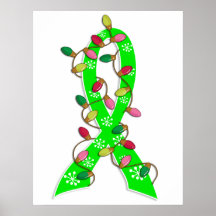 Non-Hodgkin's Lymphoma Christmas Lights Ribbon Print