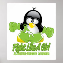 Non Hodgkin's Lymphoma Fighting Penguin Poster