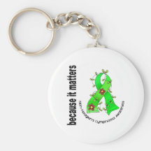 Non-Hodgkin's Lymphoma Flower Ribbon 3 Key Chain