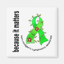 Non-Hodgkin's Lymphoma Flower Ribbon 3 Refrigerator Magnet