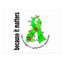 Non-Hodgkin's Lymphoma Flower Ribbon 3 Postcards
