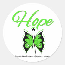 Non Hodgkins Lymphoma Hope Butterfly Ribbon Round Sticker