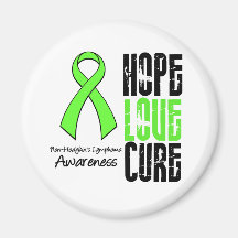 Non-Hodgkin's Lymphoma Hope Love Cure Ribbon Refrigerator Magnets