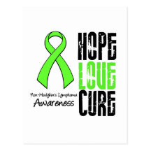 Non-Hodgkin's Lymphoma Hope Love Cure Ribbon Postcard