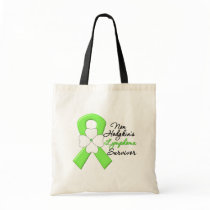 Non Hodgkins Lymphoma Survivor Flower Ribbon Canvas Bags