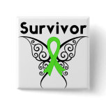 Non-Hodgkins Lymphoma Survivor Tribal Butterfly buttons