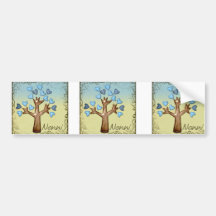 nonni heart tree blue tan bumper stickers