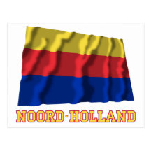 Noord-Holland Waving Flag with Name Postcard
