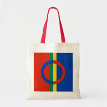 Nordic Circle Red Blue Colour Stripe Canvas Crafts Bags