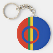 Nordic Circle Red Blue On Colour Stripe Keychain