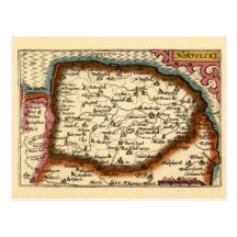 "Norfolcke" Norfolk County Map Postcards