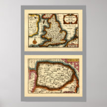 "Norfolcke" Norfolk County Map Posters