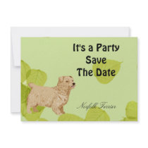 Norfolk Terrier ~ Green Leaves Design Personalised Invitation