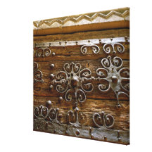 Norman iron scroll work on wooden door gallery wrapped canvas