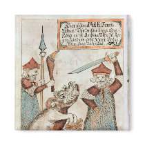 Norse god Tyr losing his hand to the bound wolf Fridge Magnets