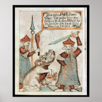 Norse god Tyr losing his hand to the bound wolf