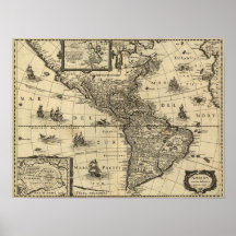 North and South America - Panoramic Map Poster