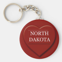 North Dakota Heart Map Keychain