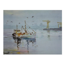 North East England Fishing Boat Post Card