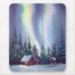 NORTHERN LIGHTS & LOG CABIN by SHARON SHARPE mousepads