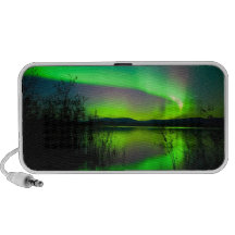 Northern lights mirrored on lake mini speakers