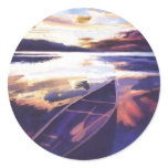 "Northwest Passage" Canoe at Sunrise Watercolor stickers