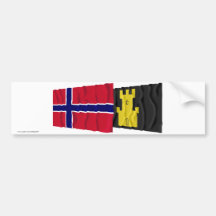 Norway and Finnmark waving flags Bumper Stickers