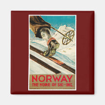 Norway The Home of Skiing Vintage Travel Poster Magnets