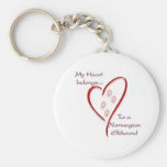 Norwegian Elkhound Heart Belongs Key Chains