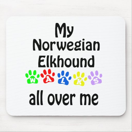 Norwegian Elkhound Walks Design Mouse Pads