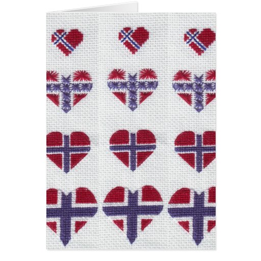 Norwegian Flag Heart Cross Stitch Nordic Norway Greeting Cards Zazzle