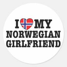 Norwegian Girlfriend Round Stickers