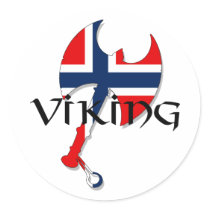 Norwegian Norse Norge Norway flag Axe Round Sticker