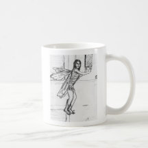 nosey faery at keyhole coffee mug