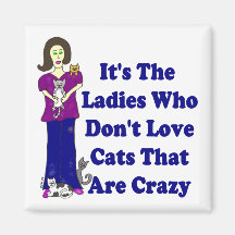 (Not Crazy) Cat Lady Square Refrigerator Magnets