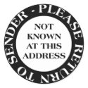 Not Known at this Address - Black and White stickers