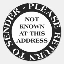 Not Known at this Address - Black and White Stickers