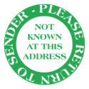 Not Known at this Address - Green stickers