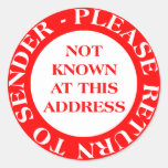 Not Known at this Address - Red Stickers