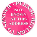 Not Known at this Address stickers
