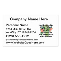 Not meddle black dragon head business card template