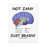 Not Zany Just Brainy (Brain Anatomy Humour) postcards