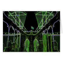 NOTE CARD:  Brooklyn Bridge Art - Green